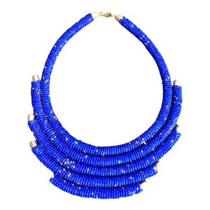 Necklace, blue  necklace, African beaded necklace, Maasai necklace